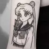 Tatuaggio trasferimento di cartone animato ragazza impermeabile tatuaggio temporaneo tatuaggio femminile nero bella ragazza braccio fiore arte arte tatuaggio tatuaggio tatuaggio tatuaggio 240426