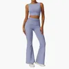 Women's Tracksuits NCLAGEN 2-Piece Yoga Set Womens Stretchable Running Sports Fitness Set Crop Tank Top Bra and Exercise Flared Pants Gym Workwear 240424