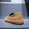 Buty swobodne retro brązowy poślizg na jesiennych mokasynach mężczyzn zamszowy wypoczynek Wysoka jakość mieszkania japońskie najnowsze nowoczesne wiosenne projektant