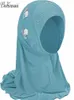 Hijabs bohowaii enfants filles musulmane instantané hijab prêt à porter les châles islamiques turban avec des écharpes de fleurs enveloppe de tête en jersey (2-7 y) D240425