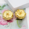 Hölzer Ohrringe Frauen Romantische Blume Große Clip Bohemian Kupfer 24k Gold plattiert Modeschmuck Accessoires für Mädchen Geschenk