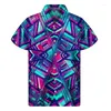 Men's Casual Shirts Retro Mexico Aztec 3D Print Hawaiian Men Colorful Ethnic Totem Graphic Lapel Button Shirt Street Short Sleeves Blouse