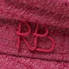 Multifunction Tweed Baker Boy Cap Women Fashion Pink Plaid Letter sboy Caps for Four Season 240419