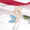 Eksperci mody zalecają biżuterię Nową turkusową motyl Niebieskie złoto Pełne wszechstronne proste i postępowe z powszechną vnainą
