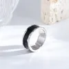 2024 Hoogwaardige luxe S925 Sterling Silver Fashion Personality Breed Face Black Drop Glaze Ring For Men and Women Party Sieraden Gift