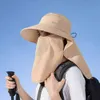 8458 printemps / été grand châle châle de protection solaire chapeau de mode face couverture du pêcheur avec un trou de la protection du trou de la protection