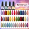 Kits 60/40Pcs GlitterGel Nail Polish Set Color Gel UV Led Varnish Nail Art Design Soak Off Whole Set Glitter Nail Gel Learner Kit