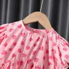 Vestidos de menina Casual Summer Kids Girls Dress Kids Floral Rous