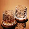 Vinglas med retro roterande whisky glas kopp med bambu dalbana snurrande topp stresslättnad rolig koppar hem bar dricksredskap