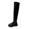 Boots Punk Style Femmes Big Taille 35-43 Sexy Over the Knee Ladies Winter Shoes Plateforme Mid Heel High High Black