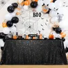 Panno da tavolo da 108x50 pollici di paillettes rettangolare in nero usato come tovaglia scintillante per la decorazione della doccia per la spina dessert matrimoniale di compleanno 240426