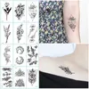 Tatuaż transfer 12PCS Mała planeta geometryczna Tymczasowe naklejki na tatuaż Czarny transfer wody Tatuaż Minimalistyczny Słońce Księżyc Projekt Fake Tattoo Women 240426