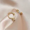 Stud Korean einfache Piercing Cross Flower Hoops Huggie Ohrringe Ringe Kleine Geometrie runde Strasssteine Goldfarbe Ohrringe Geschenk