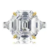 Pierścienie klastra 2024 S925 srebrny błyszczący kwadratowy diamentowy prostokąt jasnokrotny żółty biały pierścień dla kobiet