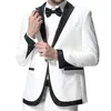 Ternos masculinos 2024 Moda White Formal Wedble Men Groom Tuxedo Prom Slim Fit Blazers Alta qualidade Costume de 2 peças de figurino Homme