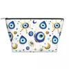 Cosmetic Bags Mediterranean Evil Eye Protection Toiletry Bag Lucky Amulet Hamsa Makeup Organizer Ladies Beauty Storage Dopp Kit Box