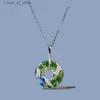 Pendant Necklaces 2021 Newest For Women Genuine 925 Sterling Silver Green Bamboo Leaves Luminous CZ Trendy Jewelry Handmade Enamel H240426