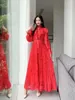 Sıradan Elbiseler Bugilaku Stand Yakası Fener Kılıf Elbise Kadın Çiçek Baskı Vintage Kadın A-Line Büyük Salıncak Zarif Vestidos Mujer