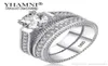 Yhamni 100 REAL 925 Anneaux en argent sterling coeurs et flèches 1CT CZ Diamond Madings For Women Double Engagement Ring MR196665526