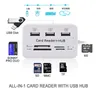 2024 USB Hub 3 porty rozdzielacz Hub Hub 2.0 z czytnikiem kart SD/TF/M2 dla i8 klawiatury PC Laptop Micro SD Cardhub Splitter na PC