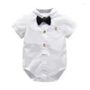 Kledingsets 0-24m zomer babyjongens set katoen romper broek strik tie bruiloft verjaardag dooppak voor kinderen kind outfits