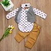 Ensembles de vêtements Baby Boy Set Imprimé Body combinant Grey Green Gile Waistco Pantalon Pantalon 0-24 M