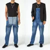 Карманы джинсы Осенние мужские комбинезоны мужчины повседневные длинные джинсовые брюки.
