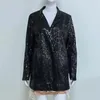 Kvinnors jackor kvinnor cardigan elegant paljett lapel stilfull kontor jacka chic öppen frontrock fashionabla klubbkläder arbetskläder