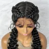 Wigs Braided Wigs Synthetic Lace Front Hair Wig Curly Water Wave Wig For African Woman Afro Frontal Cornrow Twist Boxing Braided Wigs