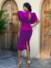 Vestidos de festa Aomei Midi Dress Bodycon Coloque High Slevas Sleva Blataz Shiny Robo Sem Vermato Verão Grande Tamanho Coacktail Formal Vestidos de noite