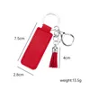 DIY PU leather fringe key chain Simple business small gift Metal pendant car key chain logo accessories