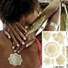 Transferência de tatuagem Transferência temporária de renda à prova d'água Tattoo de tatuagem Mandala renda com duração mais duradoura Decorações de arte do corpo de noiva de ouro 240426