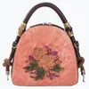 Tas youweason chineses stijl vrouwelijk reliëf retro kleine handtassen 2024 dames echte lederen bloemen schouder crossbody tassen