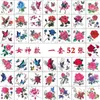 Transferência de tatuagem 52pcs mulher impermeável tatuagens temporárias tatuagem temporária no corpo Tattoo Fake Tattoo Stick Flor Sexy Rose 240427