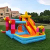 Bouncer House Red and Yellow Star uppblåsbar Bouncer Slide Castle Climbing Wall Basketball Hoop Kids Party Outdoor Indoor Jumping Playhouse Small Toys Presents