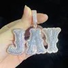 CUC Nome de letra dupla personalizada Pingente com gelado de zircônia de zirconia colar de cor prata homens mulheres jóias de hip hop 240416