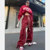 Women's Pants 2024 Autumn Fashion Retro Street Loose Fitting Workwear Solid Color High Casual Comfort Versatile