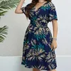 Casual Dresses Party Flower A Line Long Boho Plus Women Floral V Neck Print Size Sleeveless Dress Vestidos Femenino