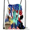 Estátua personalizada de cordão-America-Flag-Drawstring Backpack Bag Backpack Kids Satchel (Black Back) 31x40cm#20240611-02-59