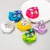 Stud Earrings Boho Fuchsia Rhinestone Cloth Floral Jewelry For Party Elegant Statement Women's