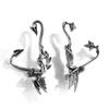 Stud Earrings Gothic Dragon Women Crystal Punk Ear Hook Wrap Clip-on Earring Exaggerated No-Allergic Angel