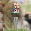 Dekorative Figuren ländliche handgefertigte farbenfrohe Windmühle Holzhaus Metall Röhren Windglocken Tür Yardhänge Chimes Urlaub Geschenke Home Decor