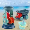 Toys de plage Sandbox Silicone Bucket and Sand Toys Sandpit Outdoor Game Play Cart Scoop Child Phevel for Kids 240424