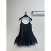 Basic & Casual Dresses designer Shenzhen Nanyou Huo~24 Summer New Product French Style Spicy Girl Fluffy Skirt Small Black Sling Dress 9CAR