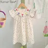 Humour Bear Childrens Vêtements fille robe coréenne broderie manche volante douce colorée à pois coloré fprincess pour 27y 240423