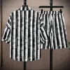 Casual 2 Piece Mens Set Summer Rands Half Sleeve Shirts Coat and Shorts Suits Streetwear Loose Top Tshirt Short Pant 240412