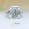 Clusterringe Wunsch Simulation Diamond Ring Emerald Cut Index Finger einfach und elegant 925 Sterlingsilber