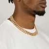 Chains DUBSS Cuban Link Chain Men Necklace Real Gold Plated Baguette Hip Hop Jewelry Christmas Gift