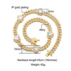 Strands Hip Hop 9mm Miami Cuban Link Chain Lode Rhinestone CZ Bling Rapper Naszyjnik męski Bransoletka biżuterii 240424