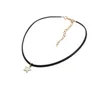 Choker Collier pendentif étoile noir blanc gothique simple pour femmes bijoux de cou punk vintage court collier en cuir cadeau